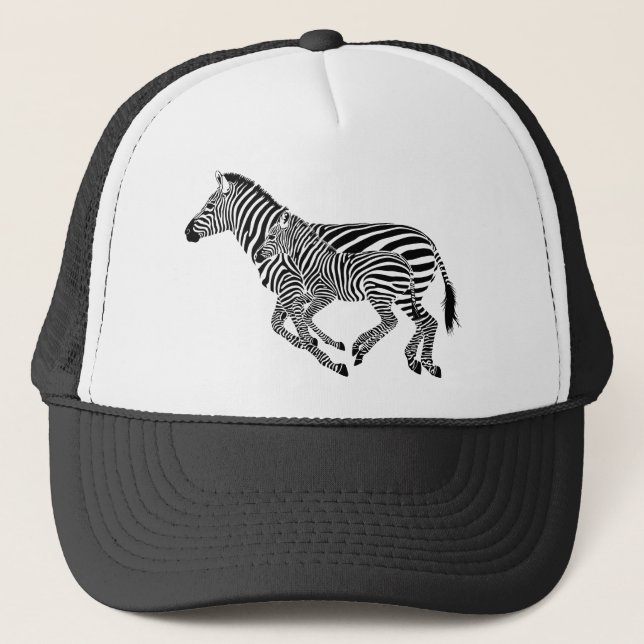 Abstract Zebras Mother and Child Trucker Hat (Front)