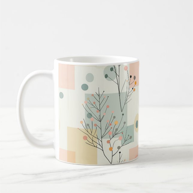 Abstract Zen Botanical Pastel Patterns Coffee Mug (Left)