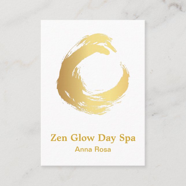 *~* Abstract Zen Gold Brush Meditation Reiki Yoga Business Card (Front)