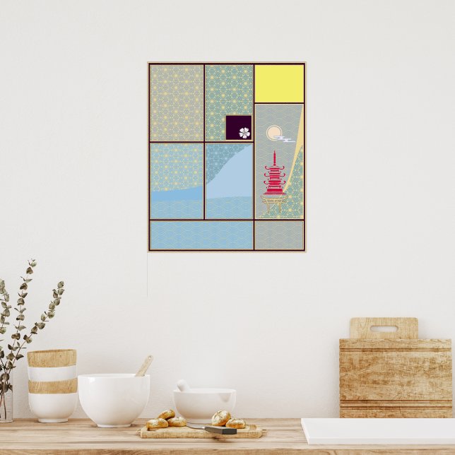 Abstract Zen Kimono Pattern Poster (Kitchen)