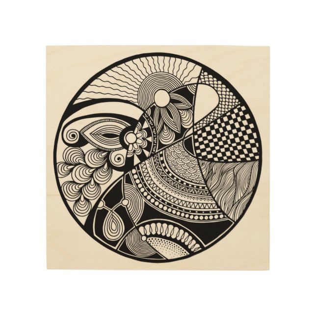 Abstract Zendala On Circle 5 Wood Wall Decor (Front)