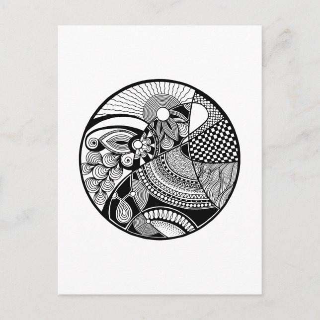 Abstract Zendala On Circle Postcard (Front)
