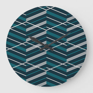 Abstract zigzag: elegant vintage geometric. large clock