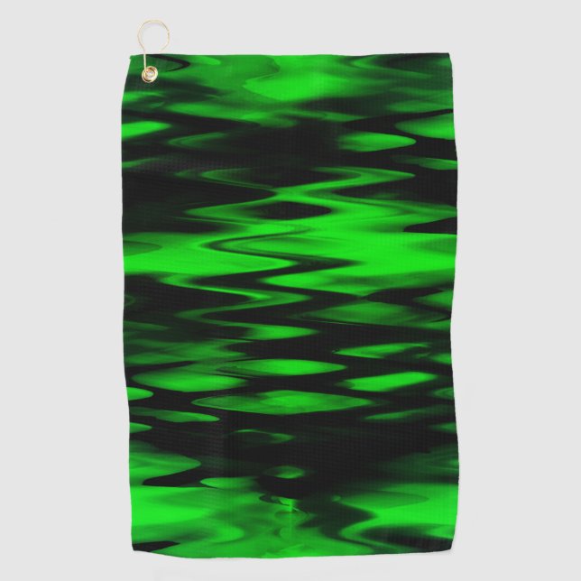 Abstract zigzag forming of stained black to green golf towel (Front)