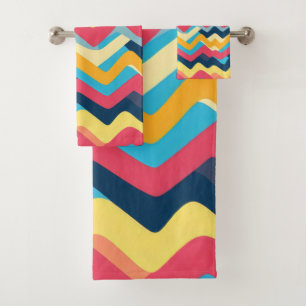 Abstract Zigzag Wavy colors Bath Towel Set