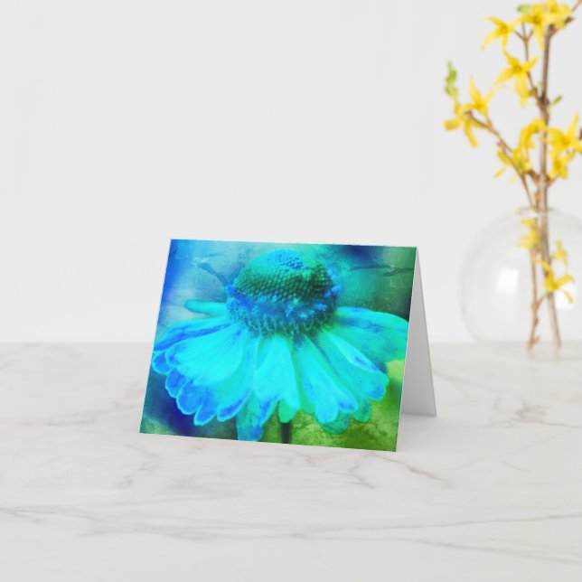 Abstract Zinnia Flower Note Card (Yellow Flower)