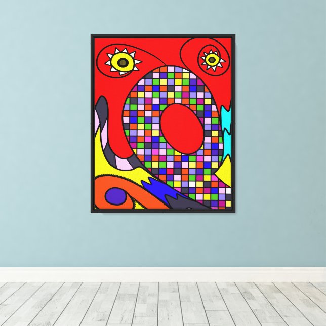 Abstracted Canvas Print Red (Insitu(Wood Floor))