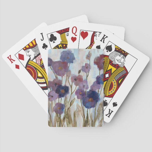 Abstracted Florals In Purple Poker Cards (Back)