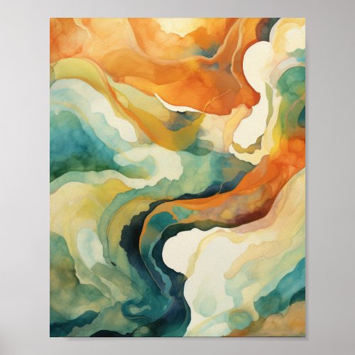 Abstracted Landscape in Vibrant Hues  Poster