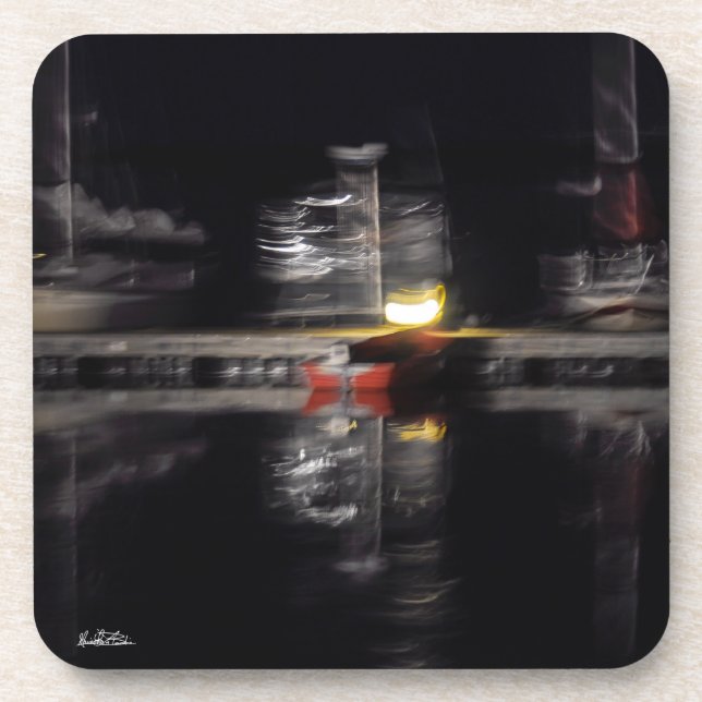 abstracted photograph, boats beverage coaster (Front)
