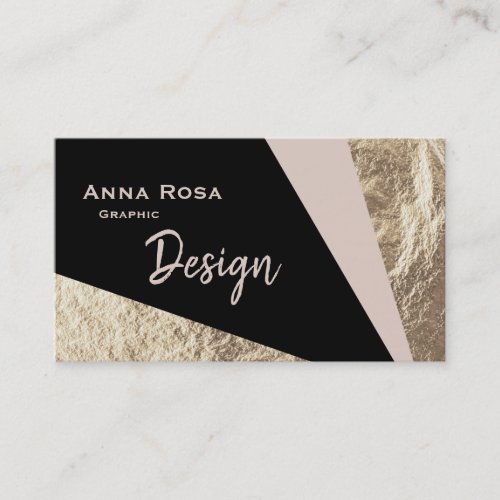  AbstractGold Foil Blush Pink Geometric Business Card