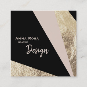 *~* AbstractGold Foil Pink Blush Geometric Square Business Card