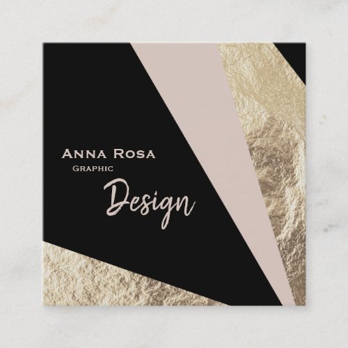  AbstractGold Foil Pink Blush Geometric Square Business Card