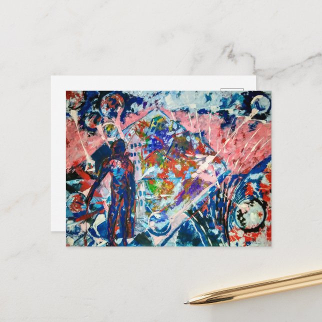 abstraction, abstractionism, space, aliens holiday postcard (Front/Back In Situ)