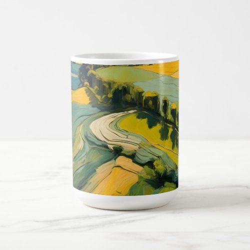 Abstraction Agricultural Area and Green Wavy Field Coffee Mug