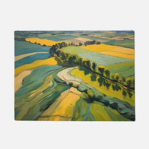 Abstraction Agricultural Area and Green Wavy Field Doormat