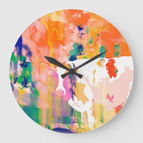 Abstraction Cow Watercolor Silhouette Large Clock