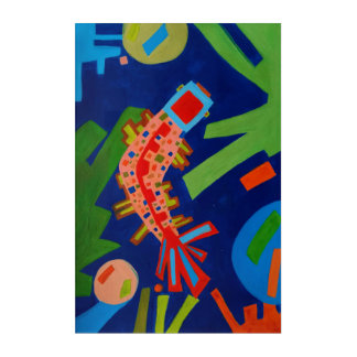 abstraction, fish, carp, cubism, acrylic print