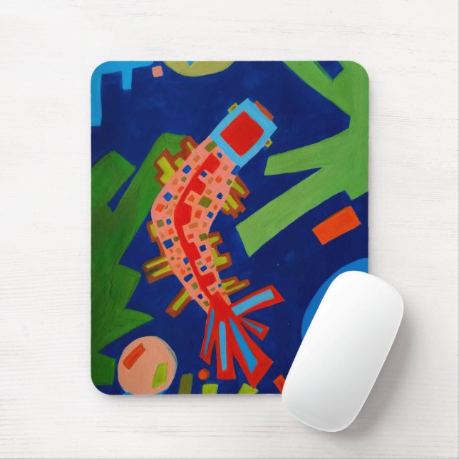 abstraction, fish, carp, cubism, mouse pad (With Mouse)