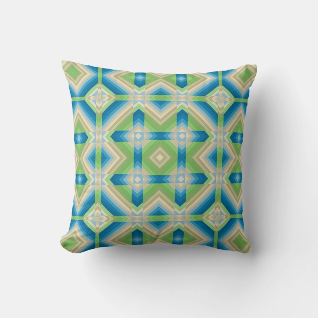 Abstraction geometric shapes blue green white elem throw pillow (Front)