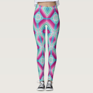 Abstraction geometric shapes blue pink turquoise e leggings