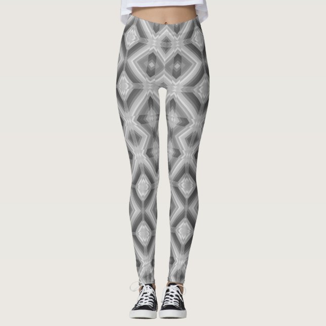 Abstraction geometric shapes gray white elements s leggings (Front)