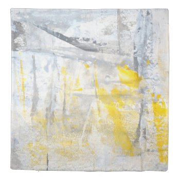 'abstraction' Grey And Yellow Abstract Duvet Cover by T30Gallery at Zazzle