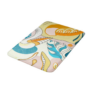 Abstraction pelican in the jungle Bath Mats & Rugs