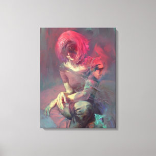 Abstraction, portrait, oil painting, girl painting canvas print