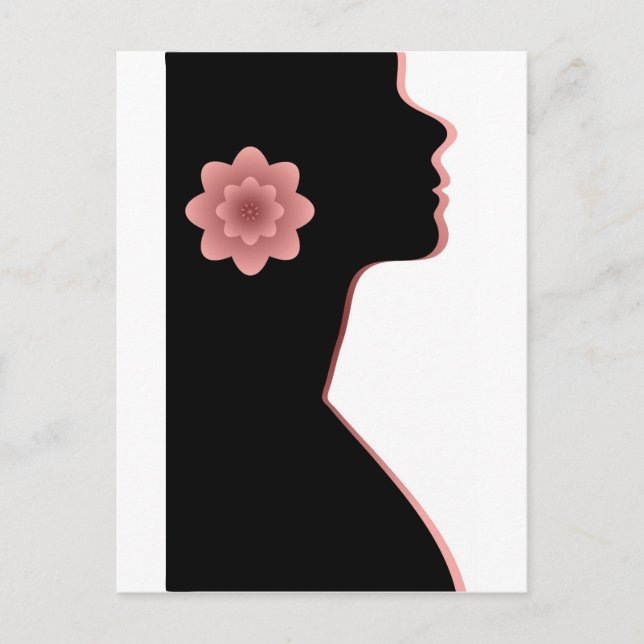 Abstraction silhouette Beautiful woman black red Postcard (Front)