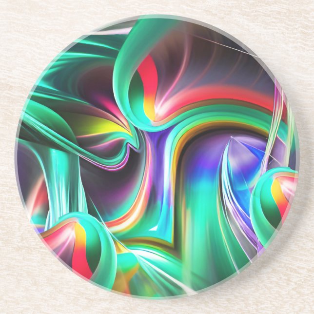 Abstraction-Swirling Bold Colors Pattern Coaster (Front)