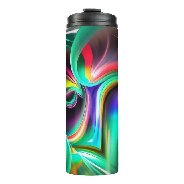 Abstraction-Swirling Bold Colors Pattern Thermal Tumbler (Front)