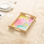 Abstraction Watercolour Pink Yellow And Blue Serving Tray at Zazzle