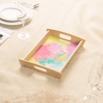 Abstraction Watercolour Pink Yellow And Blue Serving Tray by Abstract_City at Zazzle