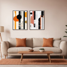 abstracto boho circular shapes orange and black