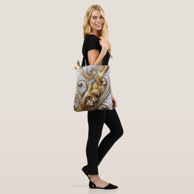 Abstracts featuring Gold accents on Black & White  Tote Bag (On Model)