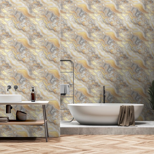 Abstracts featuring Gold accents on Black & White  Wallpaper (Bathroom)