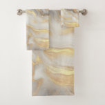 Abstracts featuring Gold, silver, Marble Texture  Bath Towel Set