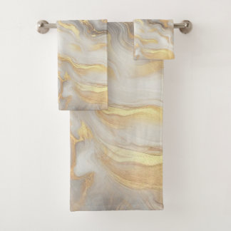 Abstracts featuring Gold, silver, Marble Texture Bath Towel Set