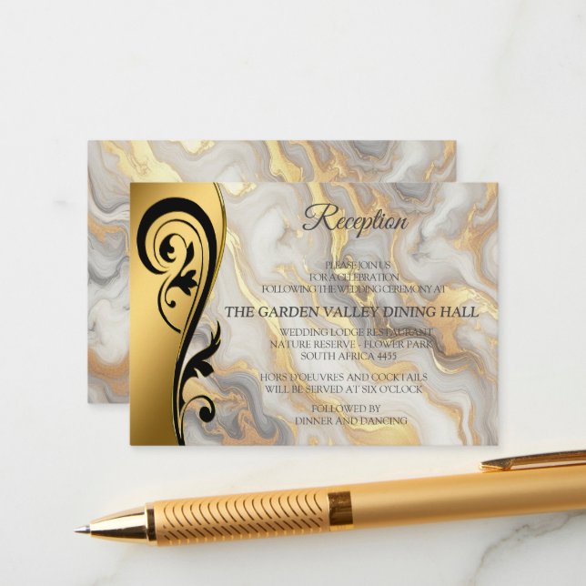 Abstracts Gold on Black & Mixed Marble Textures Enclosure Card (Front/Back In Situ)
