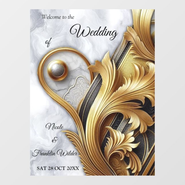 Abstracts Gold on Black & Mixed Marble Textures Wall Decal (Front)