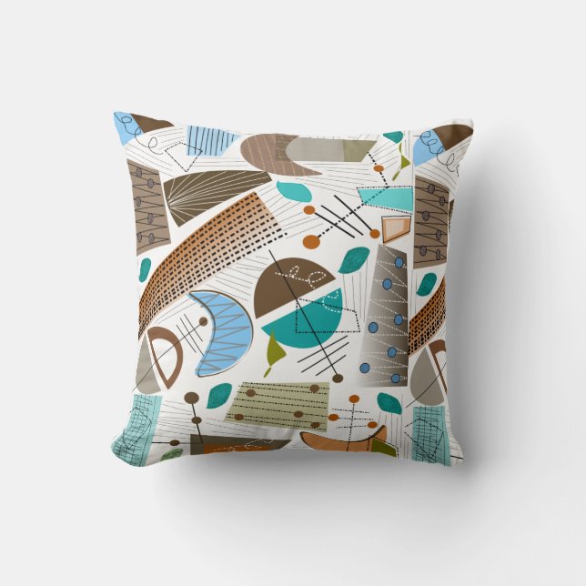 Abstracts Mid-Century Throw Pillow (Front)