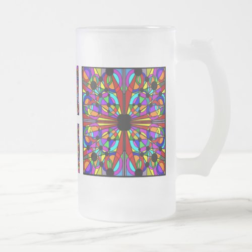 AbstractStained Glass Frosted Tall Mug4 Frosted Glass Beer Mug