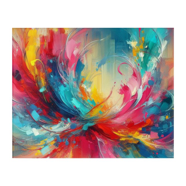 Abstrakte Acrylkunst – Vibrante Farbenexplosion Acrylic Print (Front)