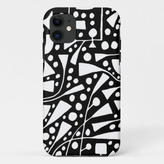 Abstraktes Weiß 120112 auf Schwarzem iPhone 11 Case
