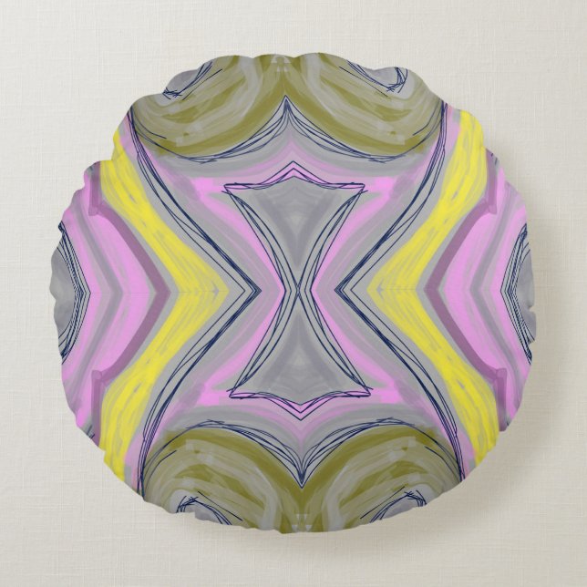 Abstrato Amarelo Round Pillow (Front)