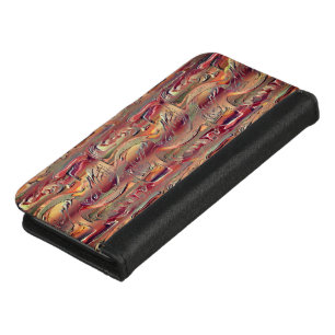 Abstrato entalhado em salmão e vermelho gradiente iPhone 8/7 wallet case