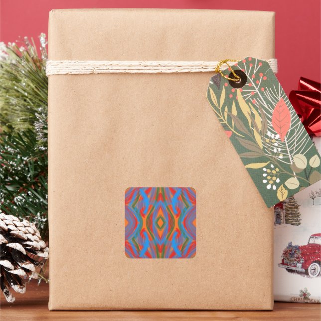 Abstrato Laranja Square Sticker (Holiday)