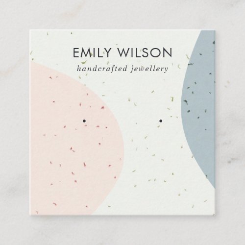ABSTRCT CERAMIC BLUSH GREY STUD EARRING DISPLAY SQUARE BUSINESS CARD