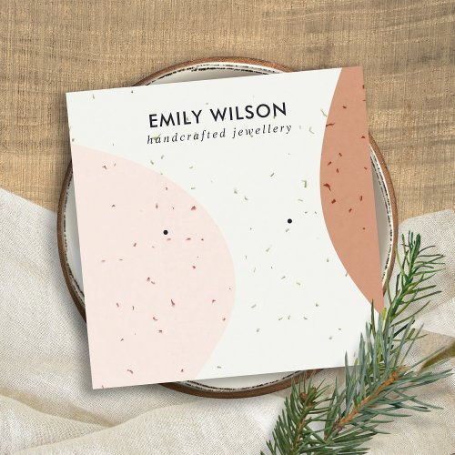 ABSTRCT CERAMIC BLUSH RUST STUD EARRING DISPLAY SQUARE BUSINESS CARD